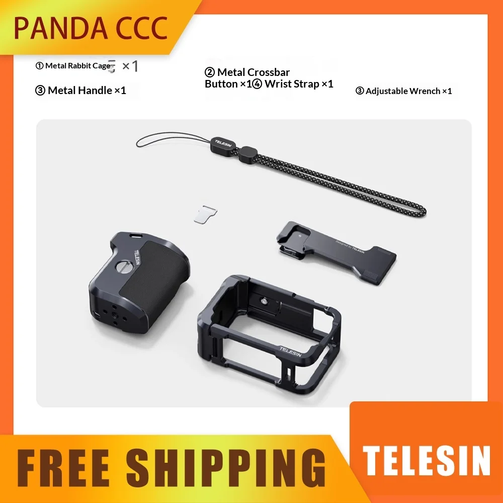 

Telesin Hand Grip Aid Remote Control Kit Aluminum Alloy Set For Dji Osmo Action6 Rabbit Cage Quick Release Protective Case