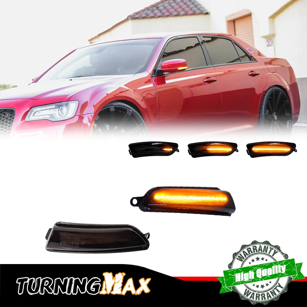 Dynamic Sequential Amber LED ด้านหน้ากระจกสัญญาณไฟกระพริบสําหรับ 2011-2020 Chrysler 300 เลี้ยวไฟสัญญาณ