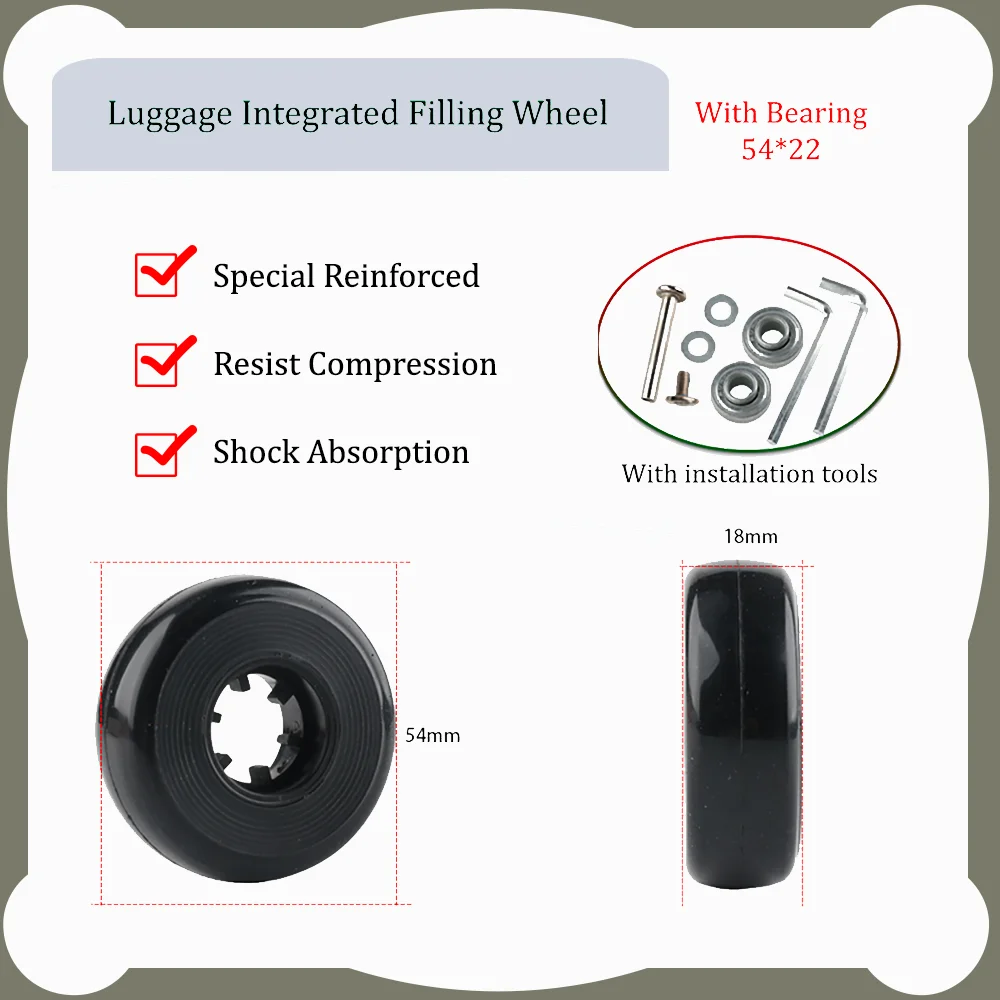 

54-22 Luggage Wheel Accessories Trolley Case Single Wheel Universal Wheel Leather Rim Wear-Resistant Mute Solo Wheel Replacement