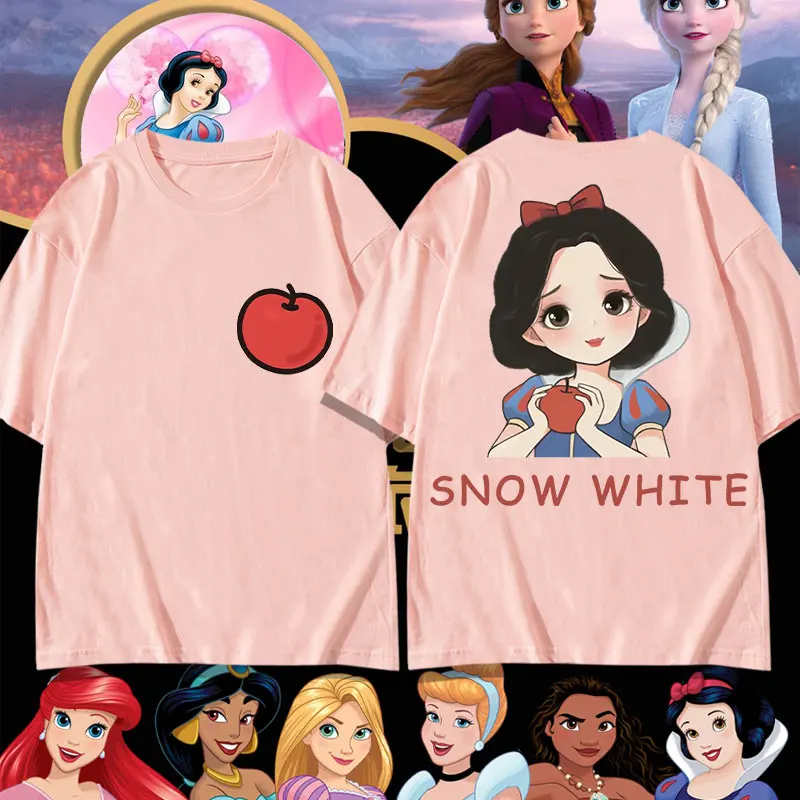 

Disney fugitive princess cartoon T-shirt women's short sleeve anime Snow White Princess Aisha Mulan's best friend dress