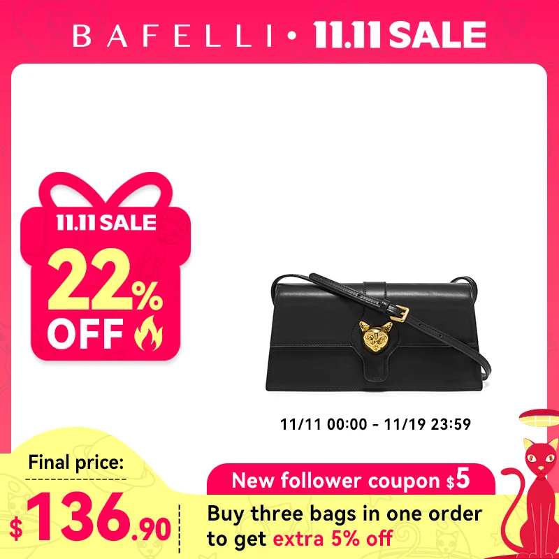 

BAFELLI CAT 2025 NEW WOMEN'S BAG LUXURY BRAND FASHION RETRO STYLE DENIM TRENDING SHOULDER CLUTCH FEMALE LEATHER FLAP PURSE