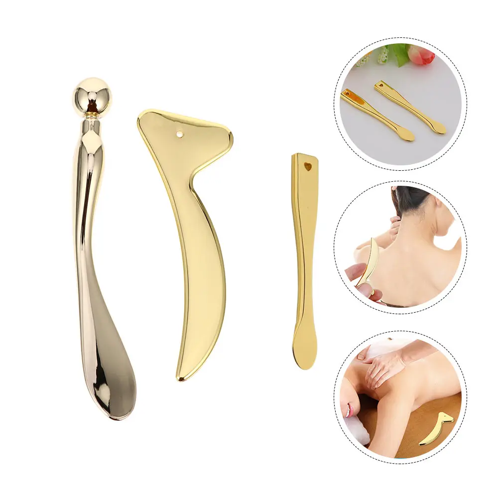 

3pcs Eye Massage Stick For Women Metal Gua Sha Tool Facial Skincare Applicator Beauty Cream Spatula Face Neck Puffiness
