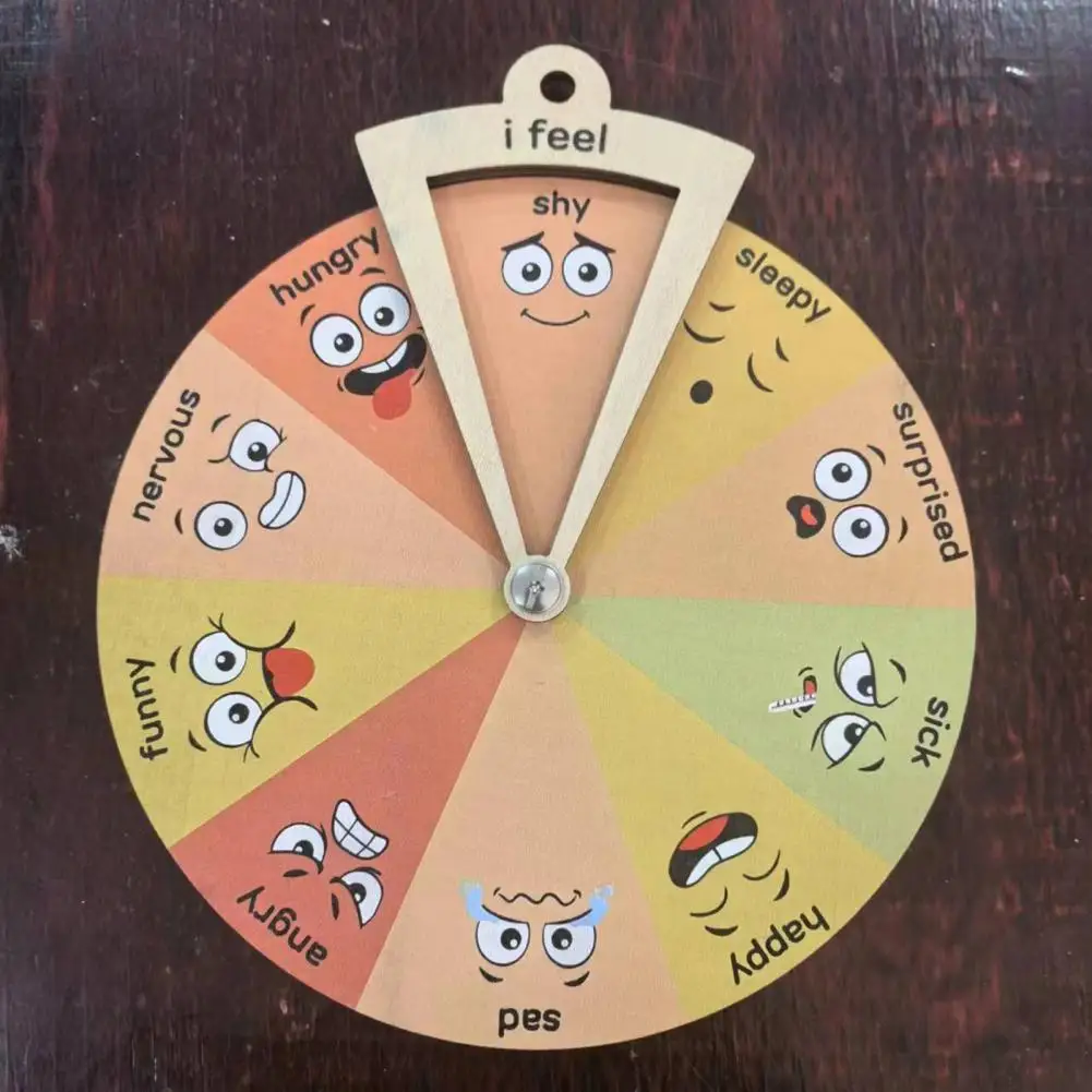 Kids Wooden Emotion Wheel Wooden Emotion Regulation Spinner for Kids Social Emotional Learning Toy Desktop for Children's