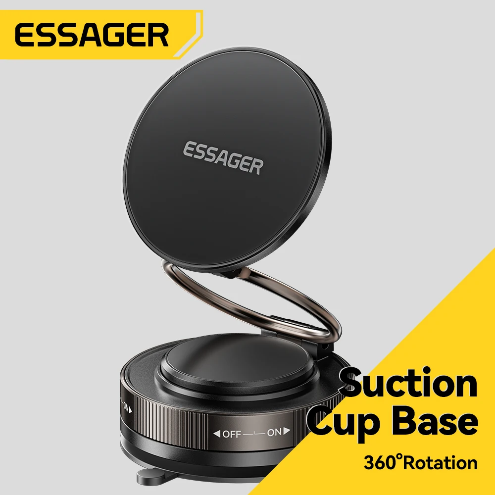

Essager Magnetic Suction Cup Phone Holder 360° Rotatable for iPhone 16 15 14 13 Pro Max Adjustable Mobile Foldable Magnet Stand
