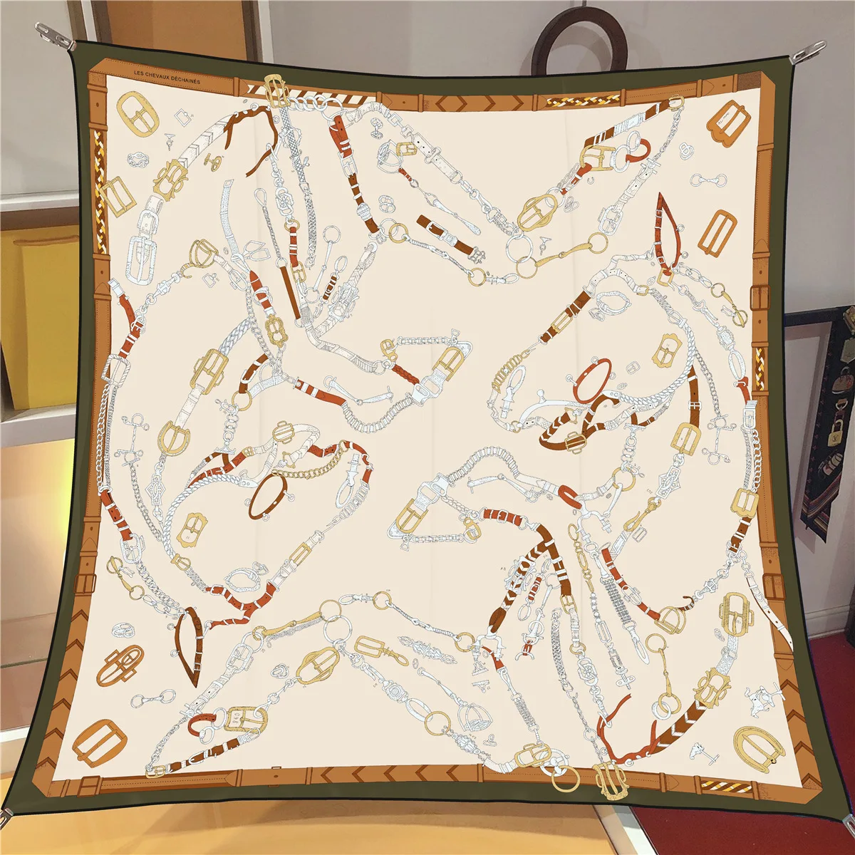 

Новый 90 см саржевый шелковый шарф, шаль, роскошная брендовая цепочка с принтом, квадратный шарф, женские хиджабы, бандана, платок, шейный платок, платки на голову