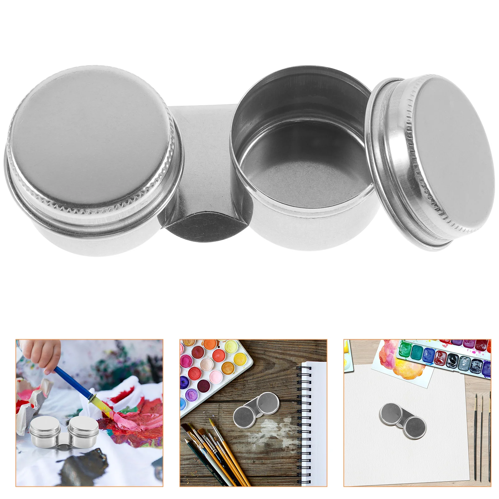 

Double Dipper Palette Cup Stainless Steel Artists Palette Clip Container Cup with Lid oil palette cup