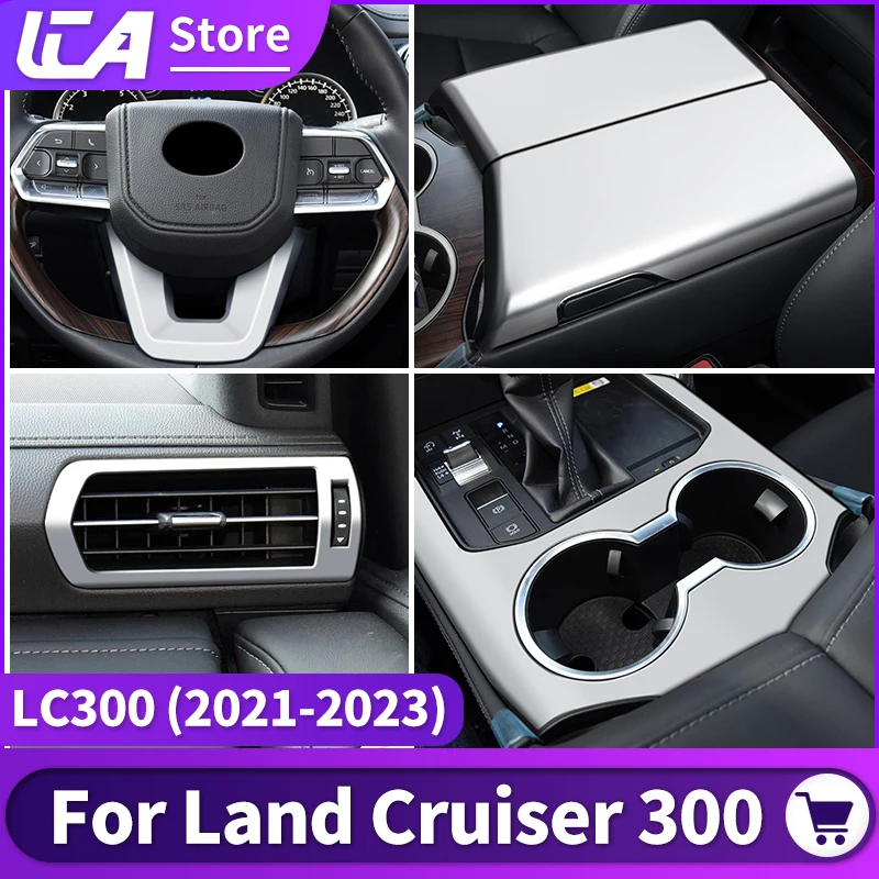 

Для Toyota Land Cruiser 300, 2021, 2022, 2023, Серебряные Матовые аксессуары для интерьера LC300, FJ300, обновленная Настройка модификации