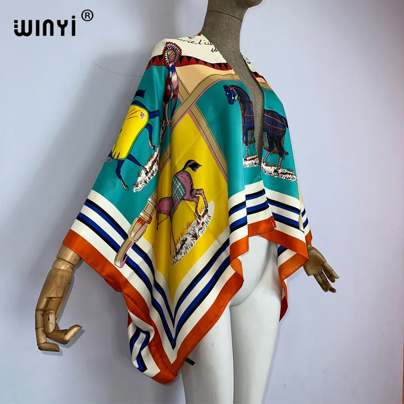 Winyi Afrika Nieuwe Jas Vrouwen Vest Mode Print Beachwaer Cocktail Sexy Boho Strand Cover Up Afrikaanse Vakantie Maxi Top