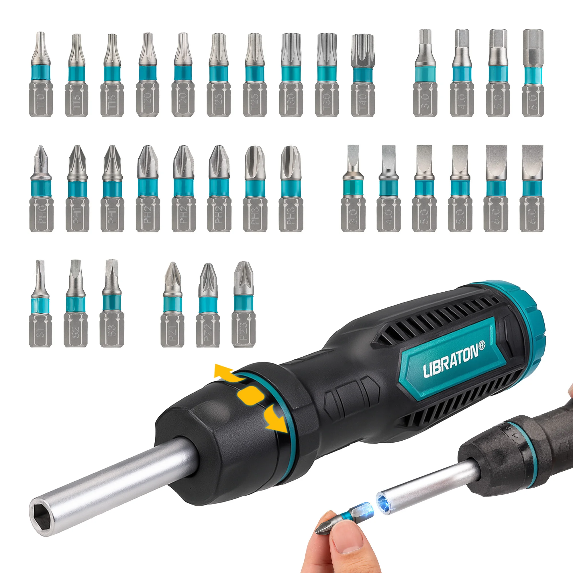 LIBRATON 33-in-1 Ratchet Screwdriver 1/4