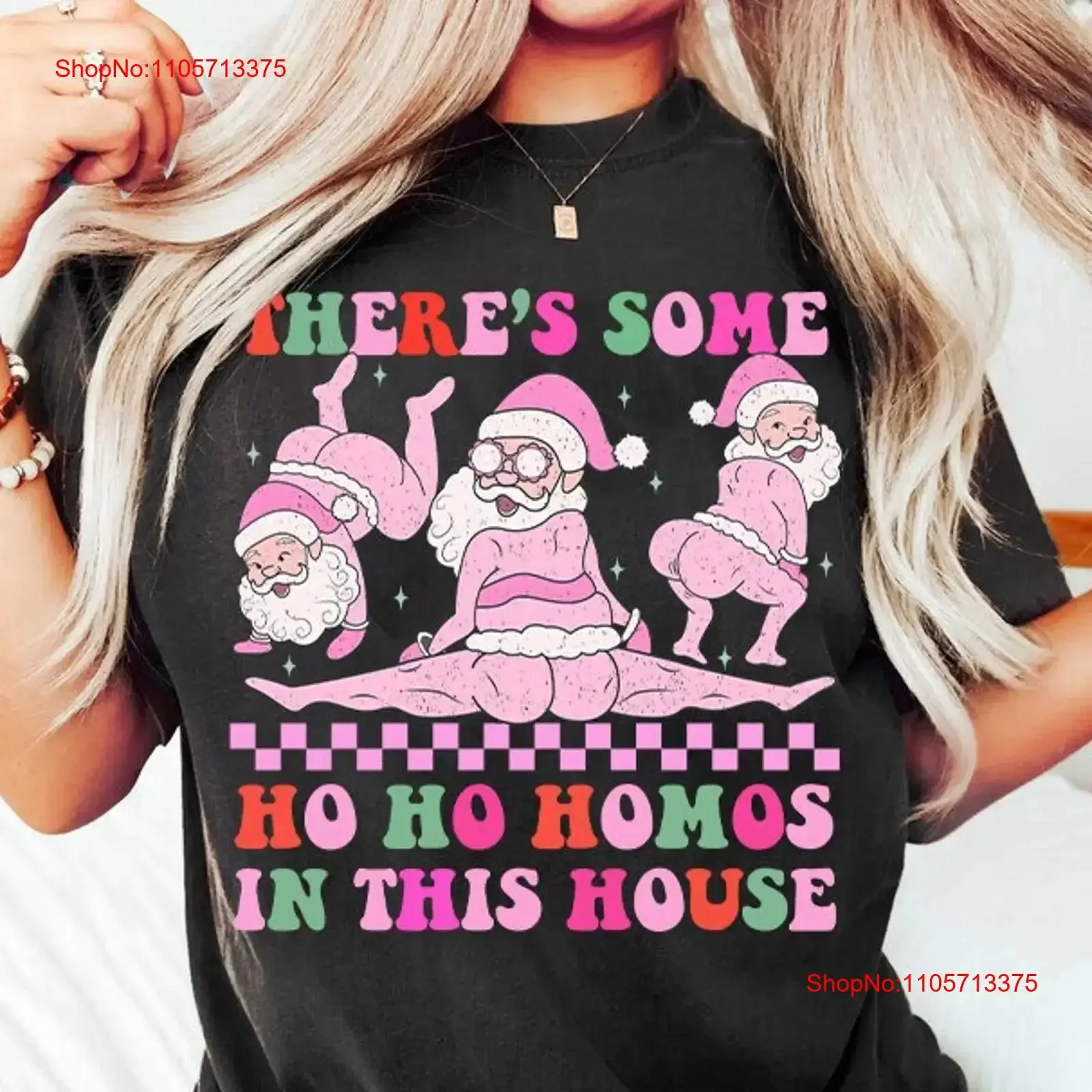 there's some homos in this house shirt funny gay christmas lgbtq xmas santa queer bisexual split retro vintage Washed