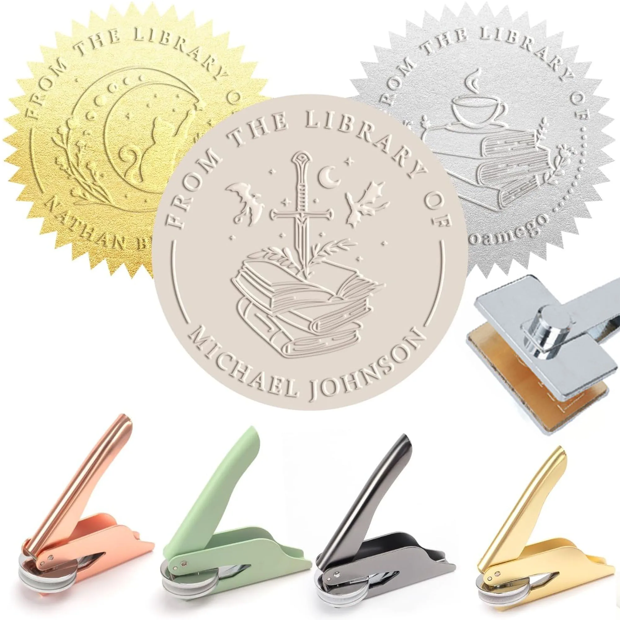 Customized Book Embosser Stamp With Name and LOGO, Personalized Embossed Book Stamp For Libraries, Envelopes Wedding Invitations
