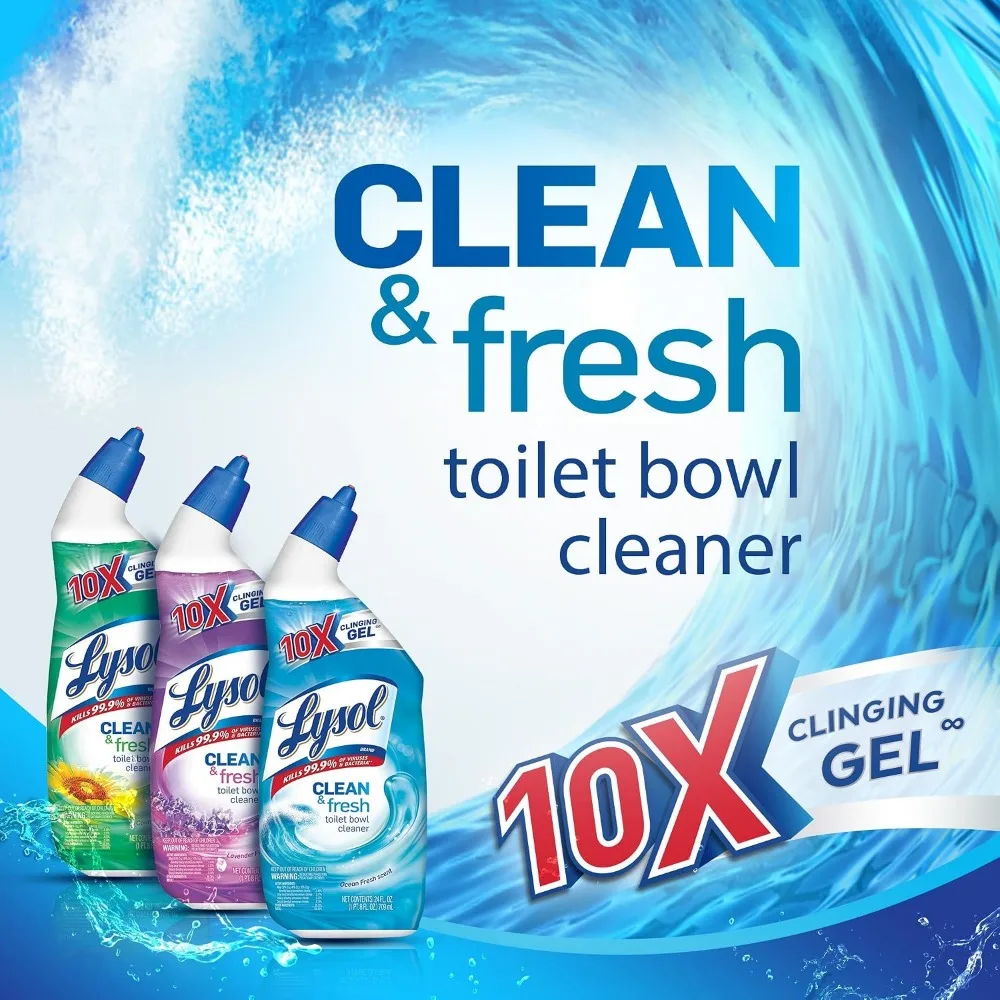 Powerful Toilet Bowl Cleaner Value Pack, 48 oz - Fresh Lavender Scent, Kills 99.9% of Germs