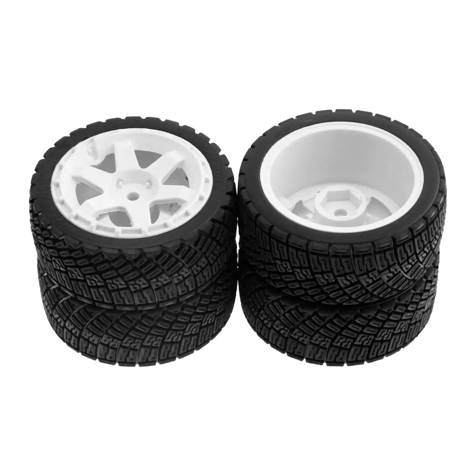 4x Pneumatici cingolati RC, Pezzi di ricambio per pneumatici ruota, Pneumatici in gomma per TT02 XV01 1:10 1:12 1:14 Scala RC Hobby Car Accessori fai da te