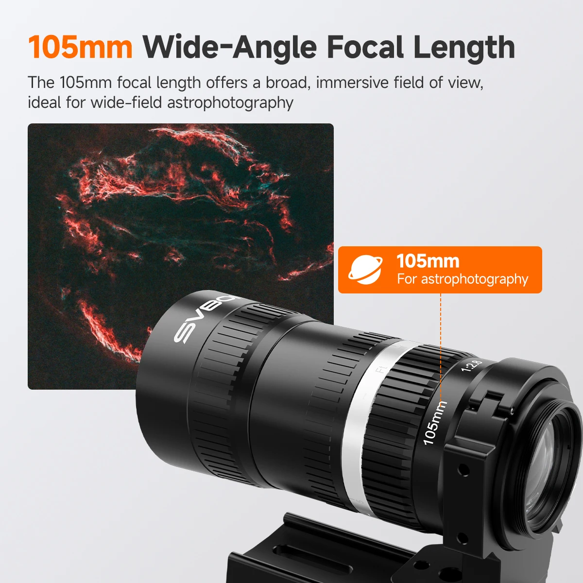 Svbony SV535 Astronomisches Teleskop 105 mm f/2,8 APO Refraktor-Astrokamera-Prime-Objektiv, mit M42/E-Mount für Weltraumfotografie – Detail 9