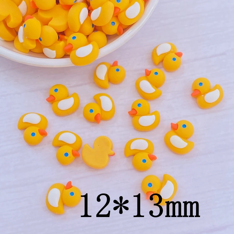 20Pcs New Cute Mini Cartoon Duckl Resin Figurine Crafts Flatback Cabochon Ornament Jewelry Making Hairwear Accessories