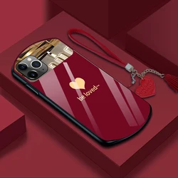 Luxury Cute Oval Heart-shaped Tempered Glass Phone Case For iPhone 16 15Pro 14 13 12 11 Pro Max XS XR X SE 8 7 Plus Mirror Cover