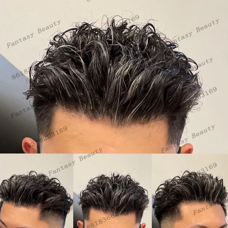 

Vlooped Ультратонкая основа кожи Мужские парики из натуральных волос Замена натуральной линии волос # 410 # Капиллярная система протеза Old Man 350