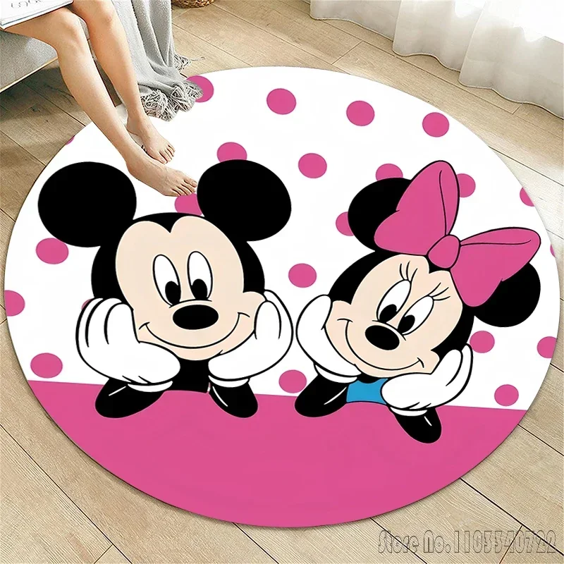 Mickey Mouse Christmas HD Printed Cartoon Round Carpet 120cm Crawling Game Non-slip Floor Mat for Kids Rug Living Room Decor