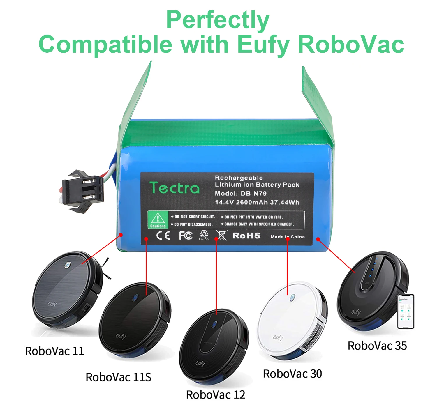 14.4V 2600mAh akumulator litowo-jonowy do Ecovacs Deebot N79S, N79, DN622, Eufy Robovac 11, 11S, 11S Max, 30,30C,35C,15C odkurzacze
