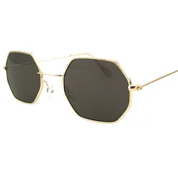Clearance Ladies hexagon sunglasse  metal Women Brand Designer Fashion Rimless  Clear Ocean Lenses Sun Glasses  UV400