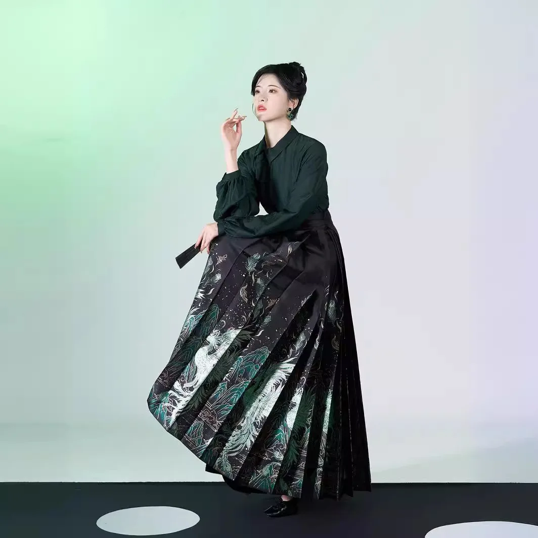 

New Chinese Style National Style Mamian Skirt Set 2024 New Ancient Costume Improved Hanfu Adult Women Daily Wear Spring