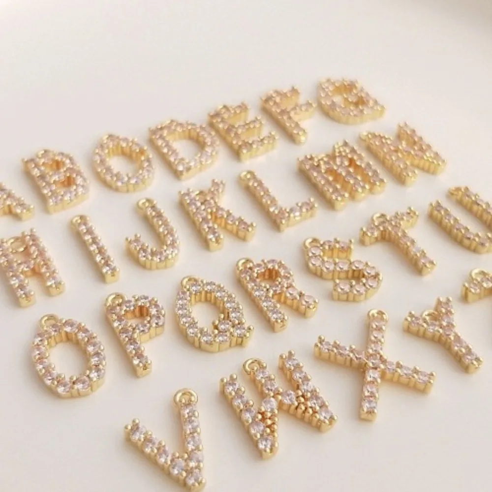 

Zircon 26 English Letter Pendant Copper Charms 14K Gold Colordiy Handmade Ear Jewelry Earrings Bracelet Accessories Material