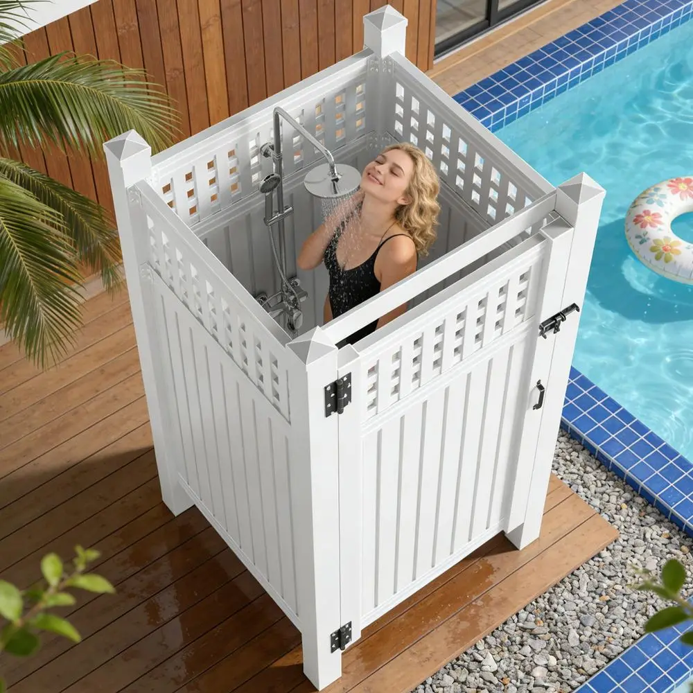 

Shower Enclosure, RustProof Engineering Grade PVC Privacy Shower Station, Outdoor Shower Easy DIY Assembly for Pool, Beach, Bac