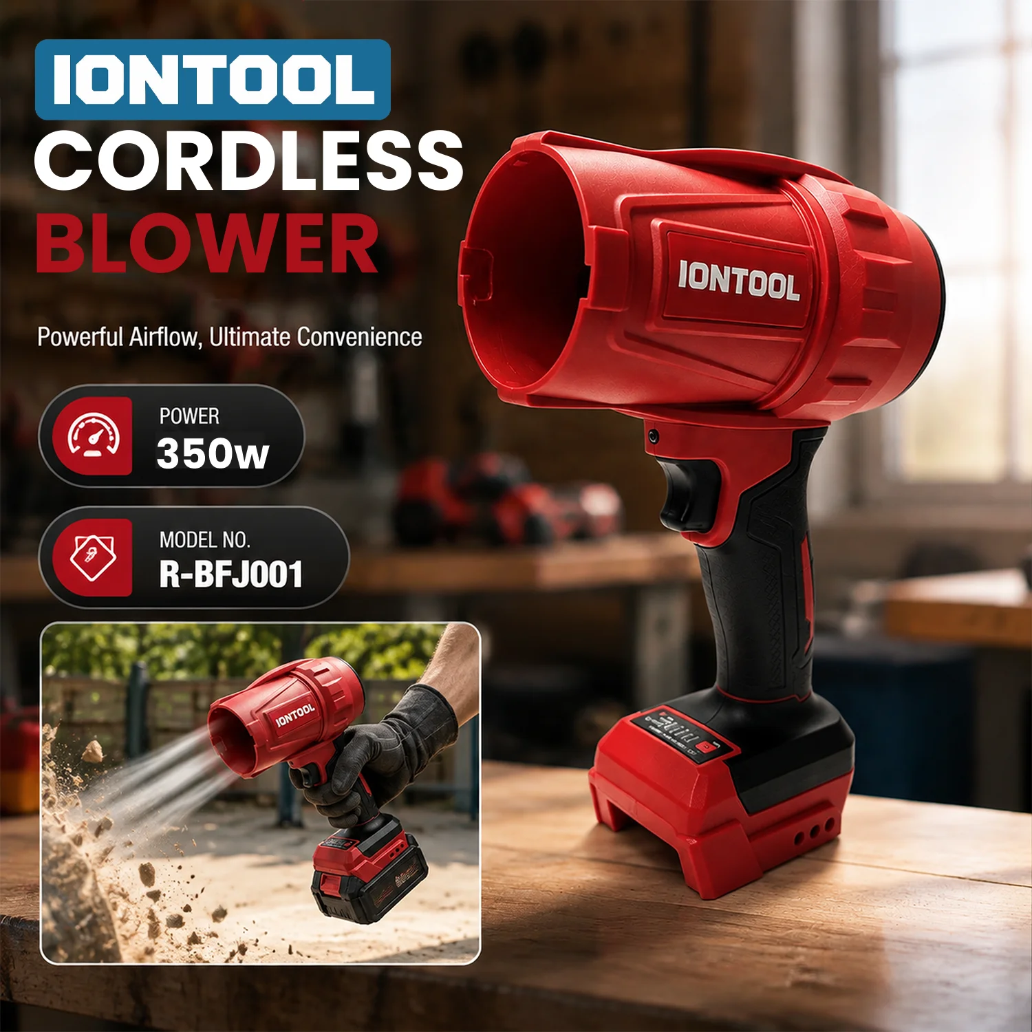 Leaf Blower Cordless - IONTOOL 350W Kablosuz Yaprak Üfleyici Bahçe