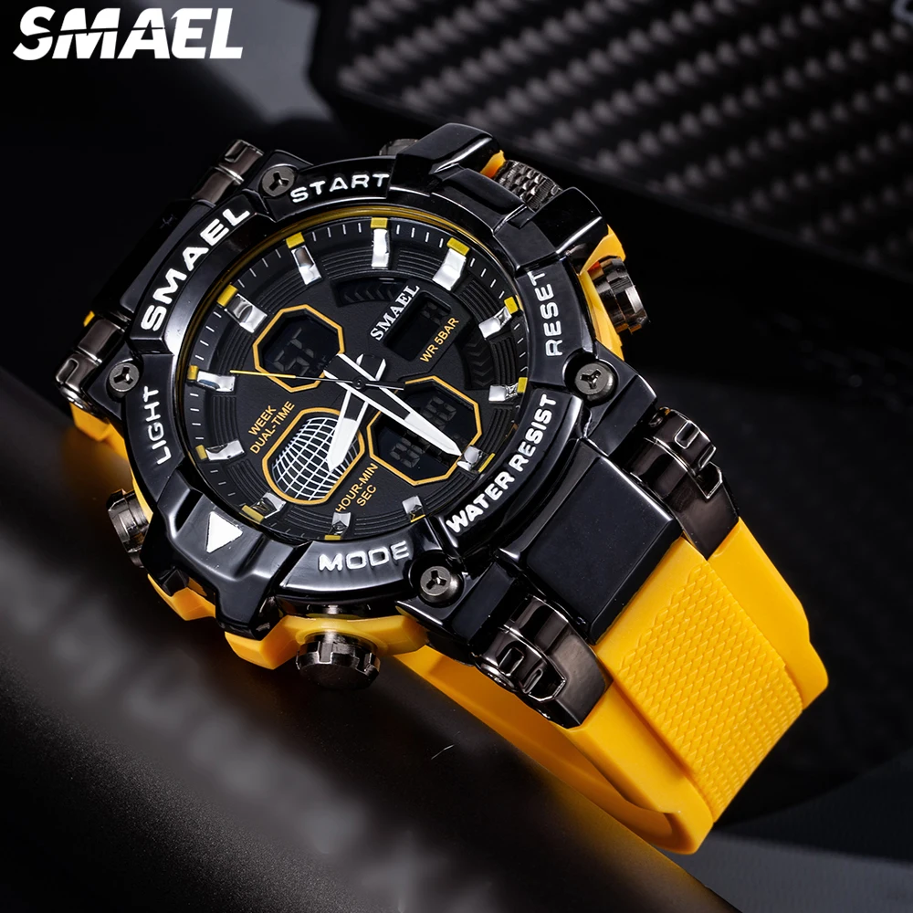 SMAEL 8027 Colorful Alloy Watch Men\'s Outdoor Sports Waterproof Multi functional Electronic Watch