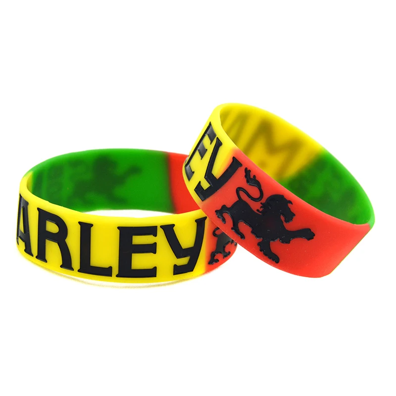 1 PC Bob Marley Silicone Bracelet 1 Inch Wide Wristbands Subsection Color Bangle