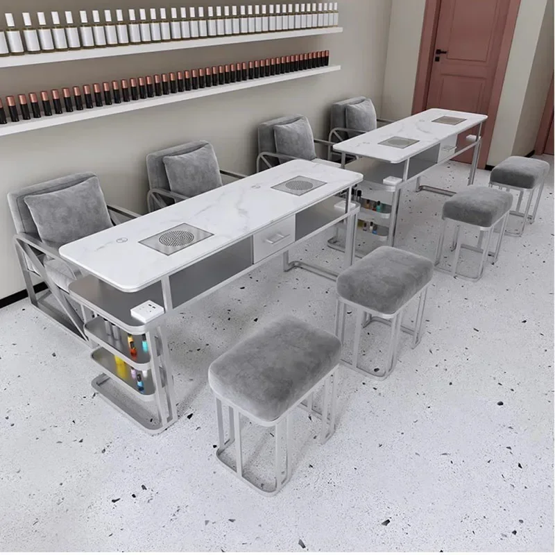 Nordic Reception Manicure Table Modern Marble Tabletop Multifunction Dressing Nail Tables Luxury Salon Furniture Nail Desk LLMT