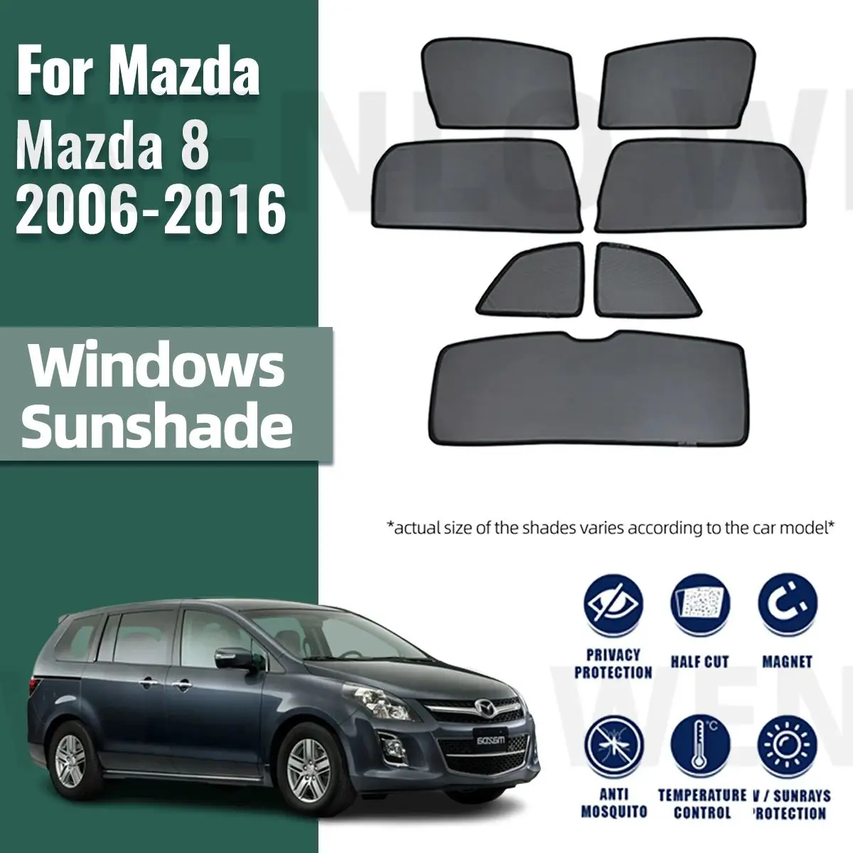 For Mazda 8 MPV LY 2006-2016 Mazda8 Magnetic Car Sunshade Shield Front Windshield Frame Curtain Rear Side Window Sun Shade Visor