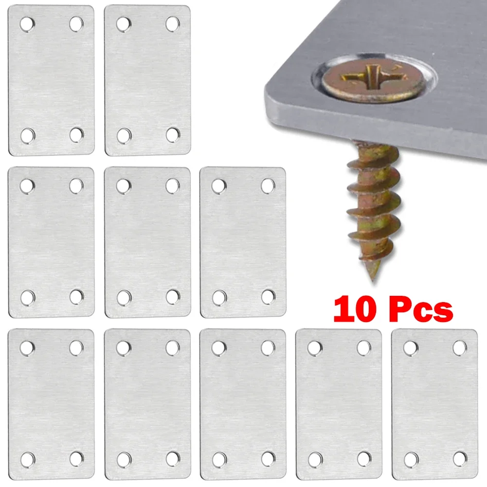 10pcs Flat Repair Mending Plate Joining Bracket Support Furniture Connection Home Improvement Building Hardware Nails Screws