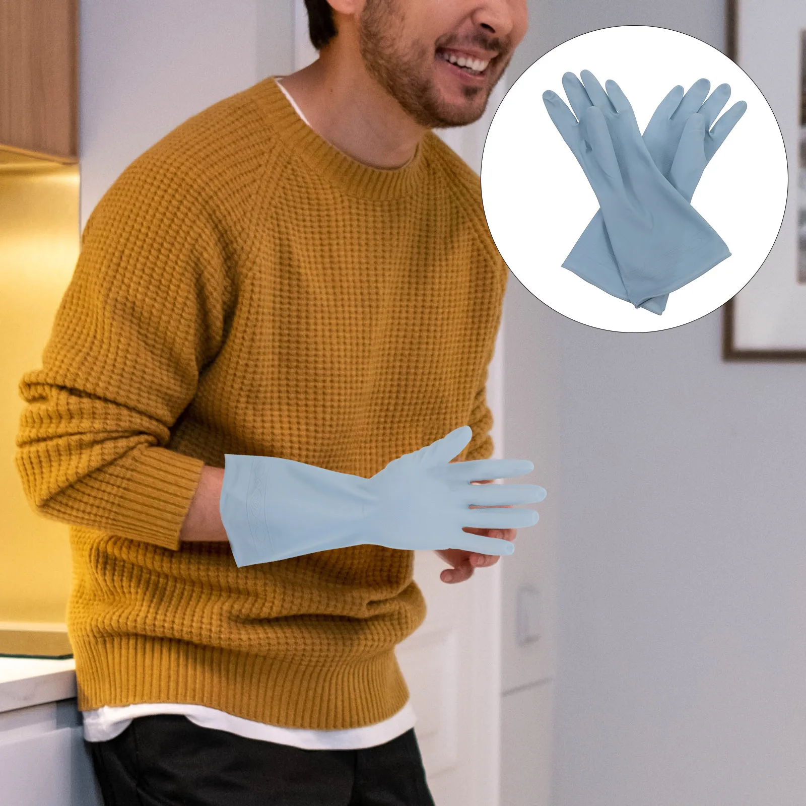 

4Pairs Waterproof Rubber Cleaning Gloves Reusable Dishwashing Gloves for Kitchen Laundry Gardening Dishwashing Glove