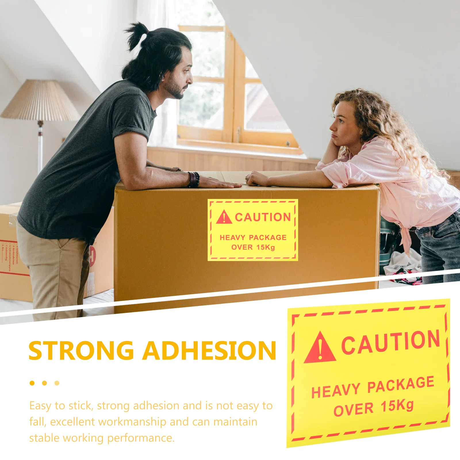 

100Pcs Heavy Object Warning Labels Adhesive Shipping Stickers Durable Safety Caution Decals Special Handling Shipping Labels