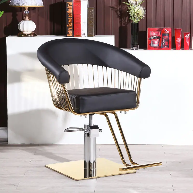 Pink Pedicure Stylist Barber Chair Salon Luxury Aesthetic Golden Barbers Armchair Rotating Mocho Cadeira Barber Equipment MQ50BC