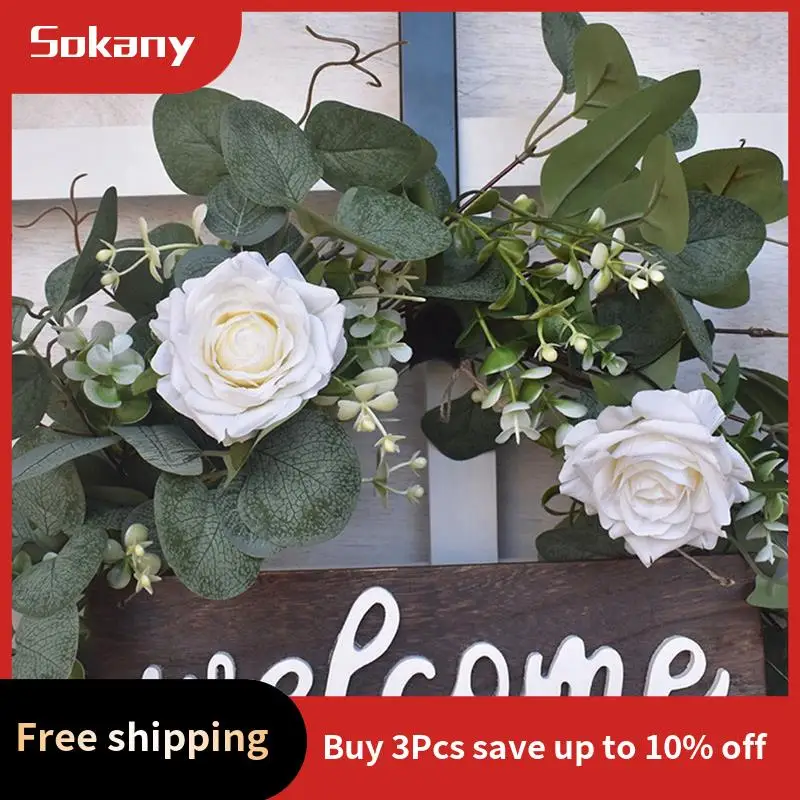 A59E-1 قطعة باب الديكور عيد الميلاد الأوكالبتوس العلامة التجارية الشهيرة الصغيرة إكليل الباب معلقة إكليل عيد الميلاد الأخضر أنيقة ومريحة