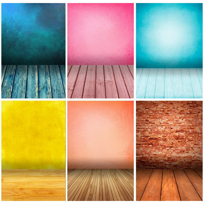 

Old Vintage Gradient Solid Color Photography Backdrops Props Brick Wall Wooden Floor Baby Portrait Photo Backgrounds 210125MB-05