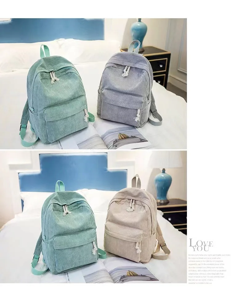 Cord-Rucksack, Academy Fashion Schultaschen für Mittelschule/Highschool und College, niedliche Quastendetail, vielseitige lässige Alltagstasche – Detail 24