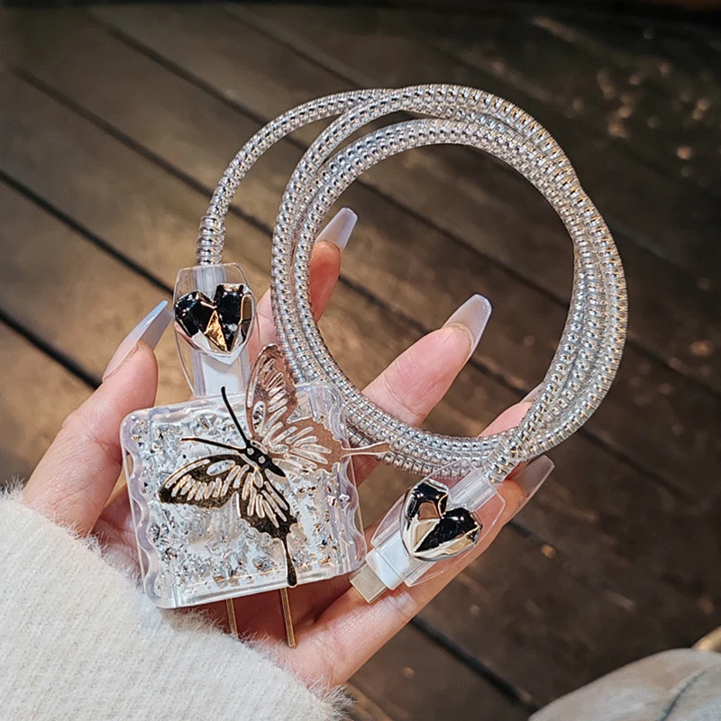 

Симпатичный 3D персиковый бант в форме сердца, блестящий эпоксидный защитный чехол для кабеля USB для IPhone 18 Вт-20 Вт, кабель передачи данных, чехол для быстрой зарядки