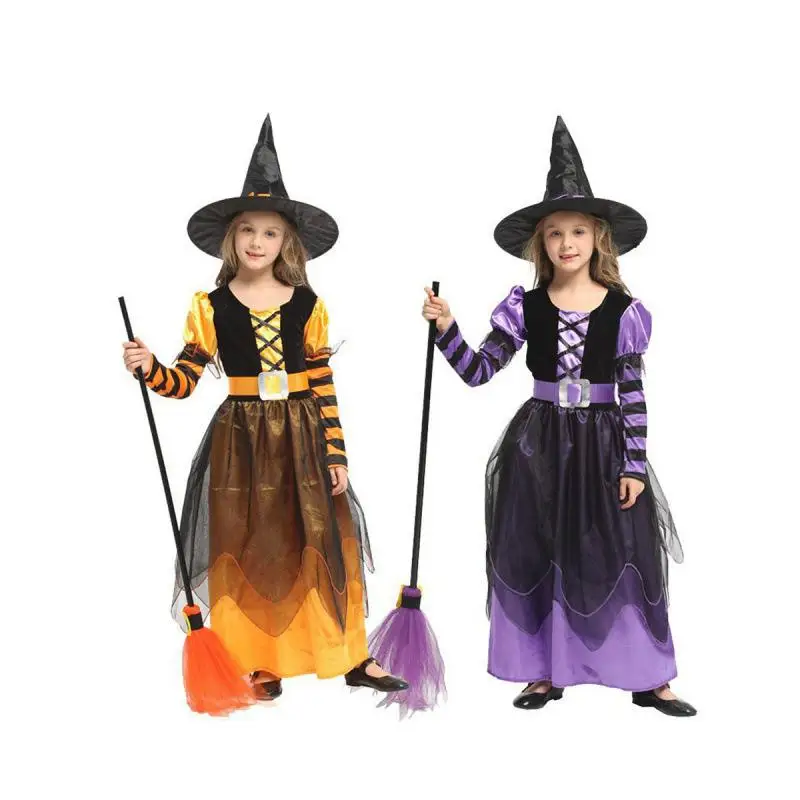 

Детский костюм ведьмы на Хэллоуин со шляпой, школьный демонстрационный костюм, традиционный китайский сценический наряд