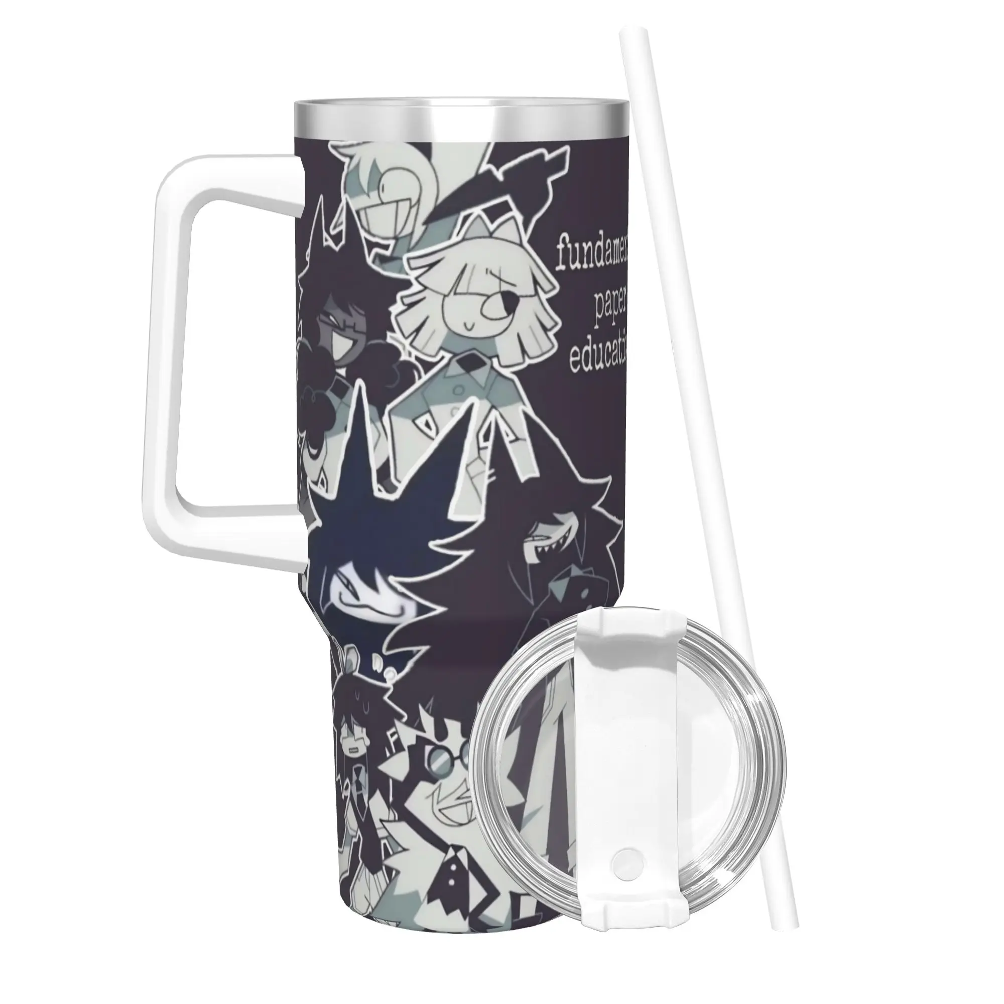 FPE Fundamental Paper Education Tumbler With Straw  Stainless Steel Mug Double Wall Vacuum Insulated for Cold Or Hot 40oz