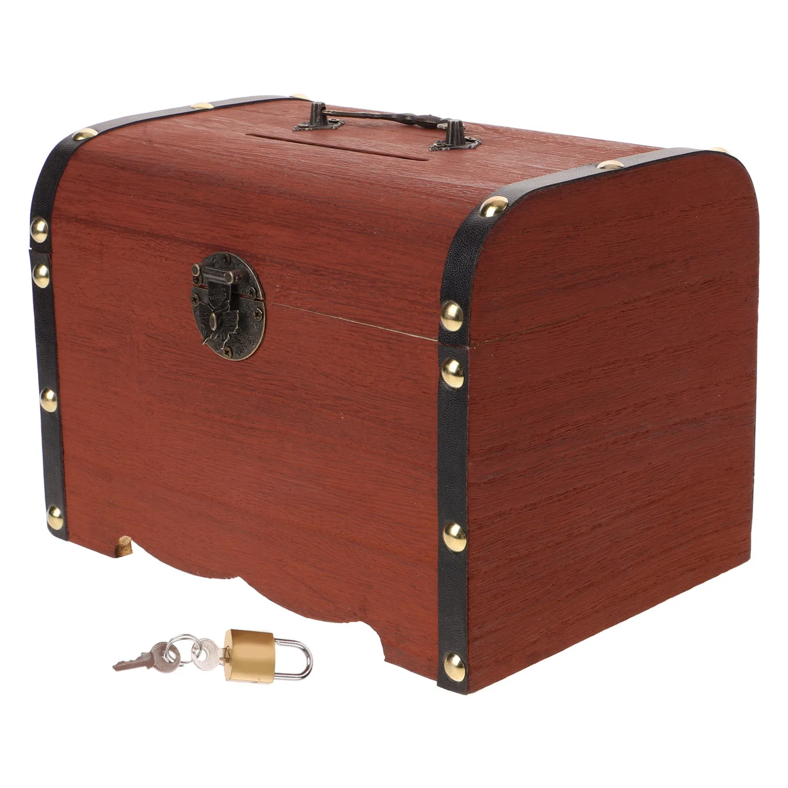Wooden Money Box Decorative Lock Storage Box For Office Desk Organizer Bank Retro Design Jewelry Adults