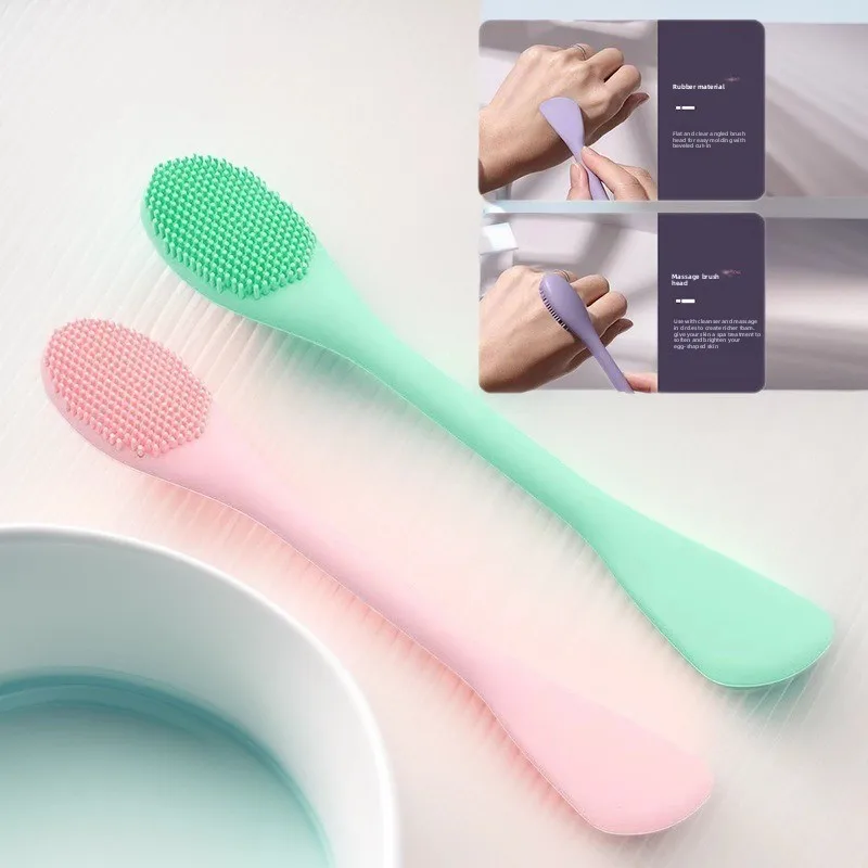 Silikonowy pędzel do masek, dwustronny pędzel do mycia twarzy, pędzel do masażu i oczyszczania twarzy, pędzel do nakładania maski błotnej na głęboko usuwane zaskórniki