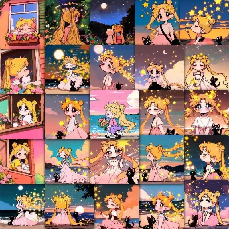 59 Uds. Bonito soldado Sailor Moon Tsukino Usagis pegatina impermeable taza de agua funda de teléfono casco decorar calcomanías de juguete para niños