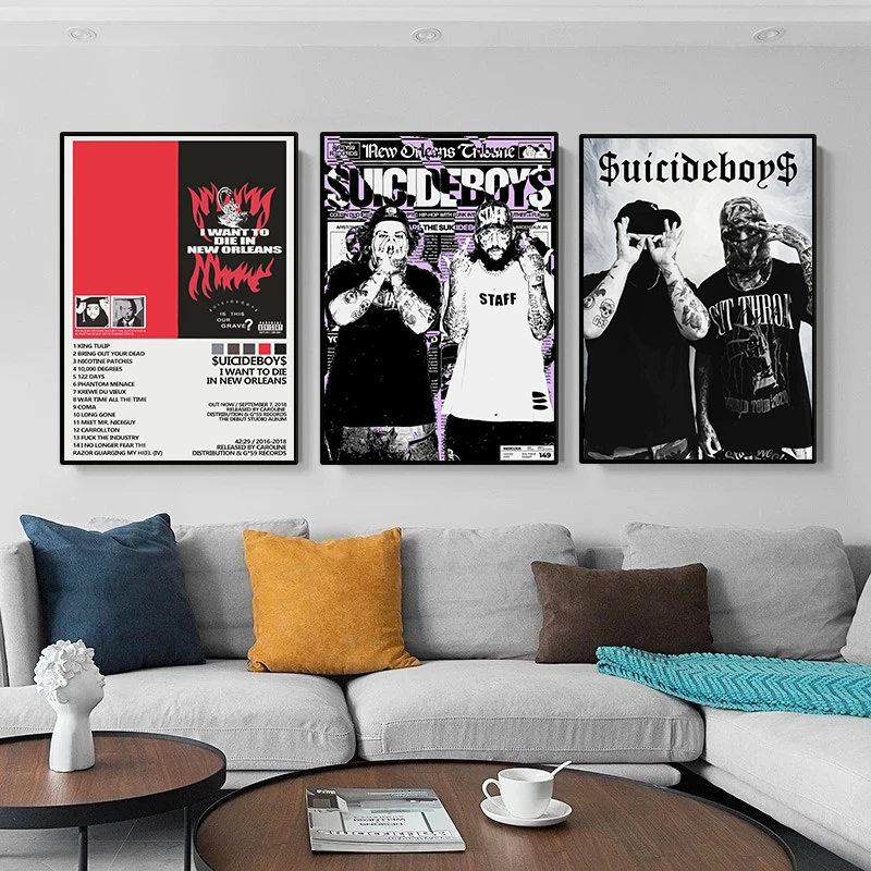 Singer S-Suicideboy Band Album Poster Vintage Rap Hip Hop Music Star Canvas Painting Wall Art for Living Room Home Bar Decor