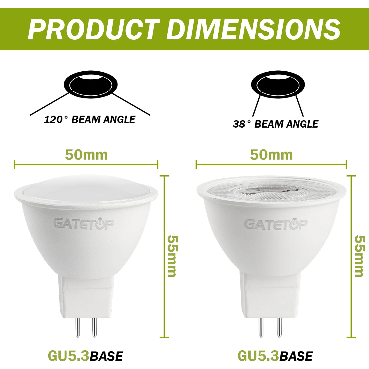 Imagem -02 - Lâmpada Mr16 Led Spotlight 120 Graus Gu5.3 Base sem Cintilação Tensão Total ac Dc12v ac 110v 220v Quente Branco Adequado para Casa Pcs