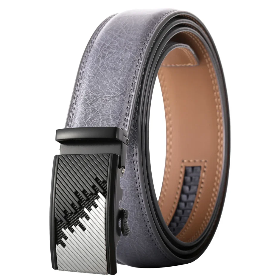 Brown Grey Blue Black White Belts For Men Luxury Designer Brand Leather Belt Male 2024 New Automatic Buckle Cinto Masculino B540