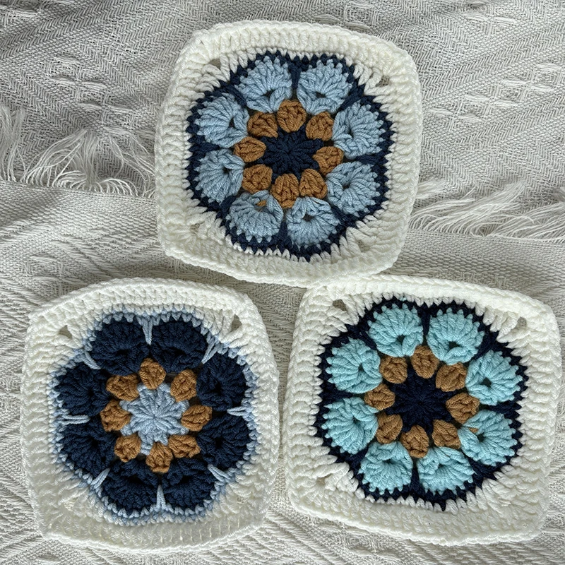 اليدوية الأزرق الجدة ساحة 12 سنتيمتر الكروشيه عزر التصحيح ل بطانية Craft بها بنفسك الحرفية الخياطة الحياكة غزل القطن بوهو الديكور (1 قطعة/الوحدة