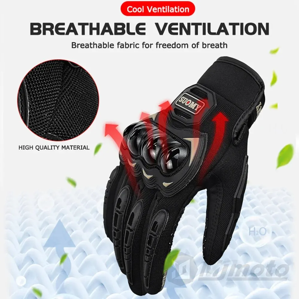 Luvas de malha respirável para homens, tela sensível ao toque, motocross, moto, moto racing, verão